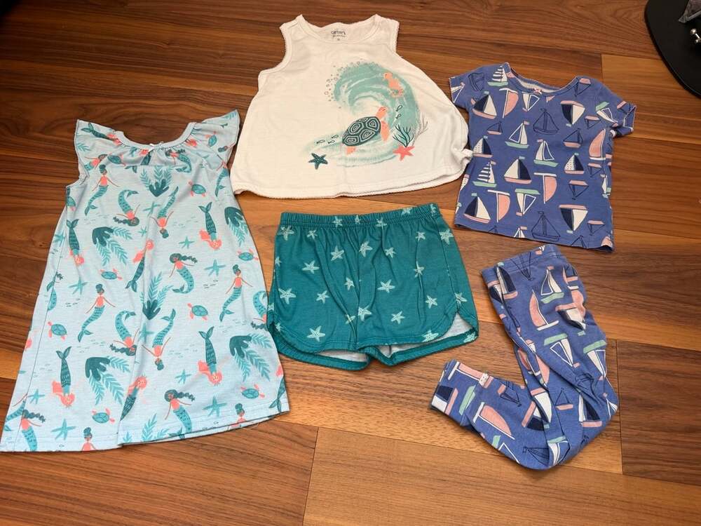 Carter's Girls 2T Nautical Mermaid PJ Trio